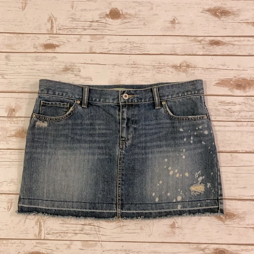 Old Navy Denim Distressed Jean Skirt Size 10